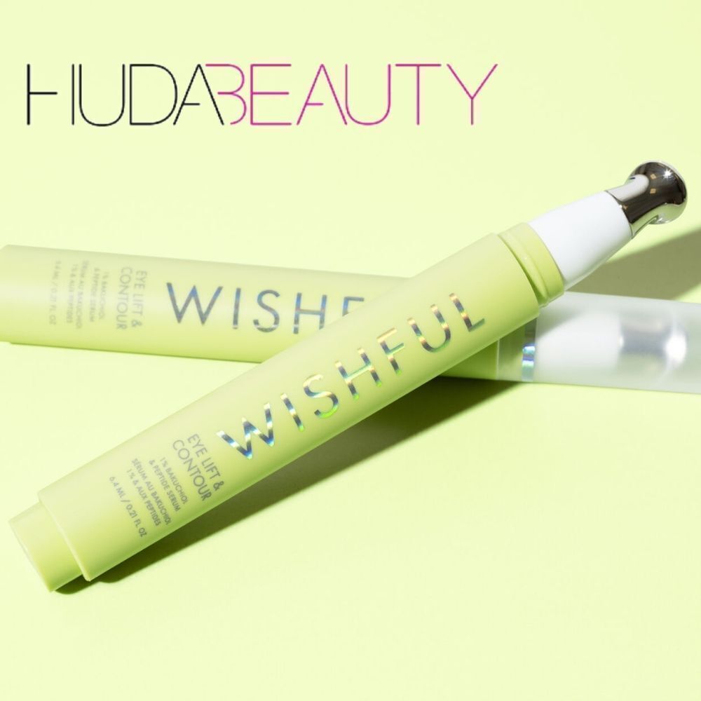 Huda Beauty Wishful Eye Lift & Contour 1% Bakuchiol & Peptide Serum Green